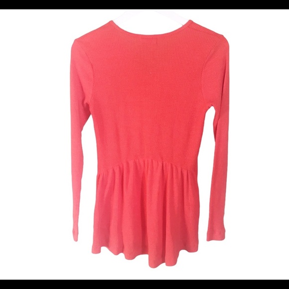 T.LA. Anthropologie Waffle Knit Henley Tunic Top With V Cut Orange Sz XS - Picture 10 of 14